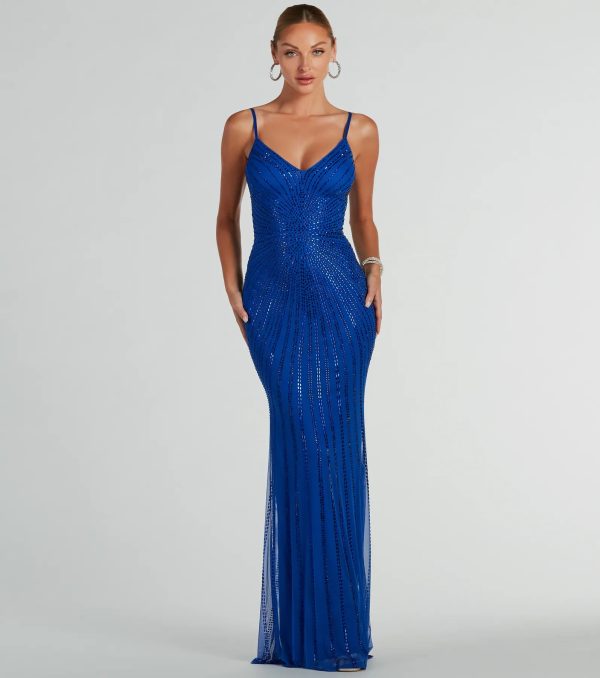 Cameron V-Neck Rhinestone Slim Formal Dress - Image 5