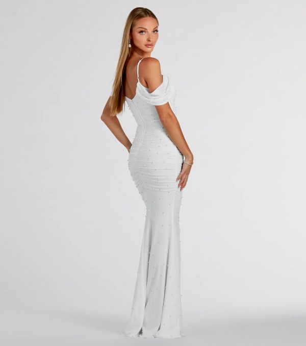 Charlene Formal Faux Pearl Mesh Mermaid Dress - Image 2