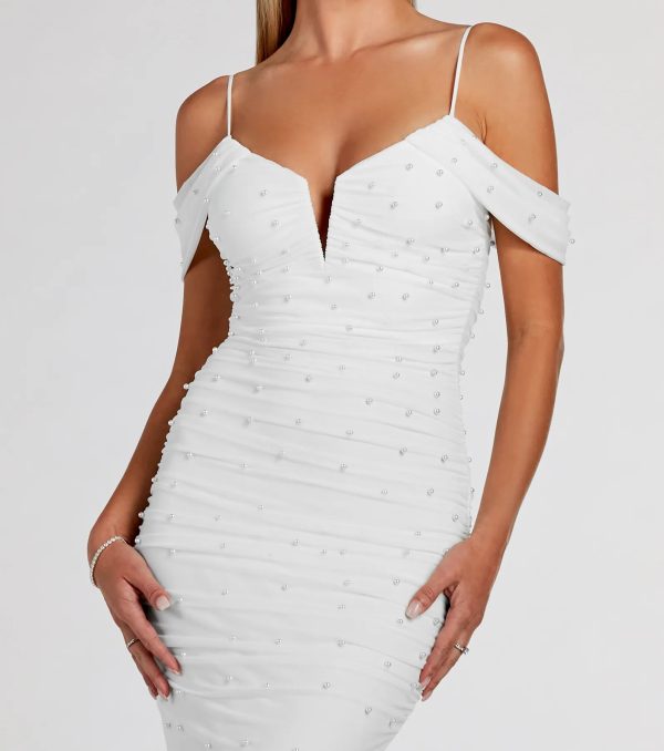 Charlene Formal Faux Pearl Mesh Mermaid Dress - Image 3