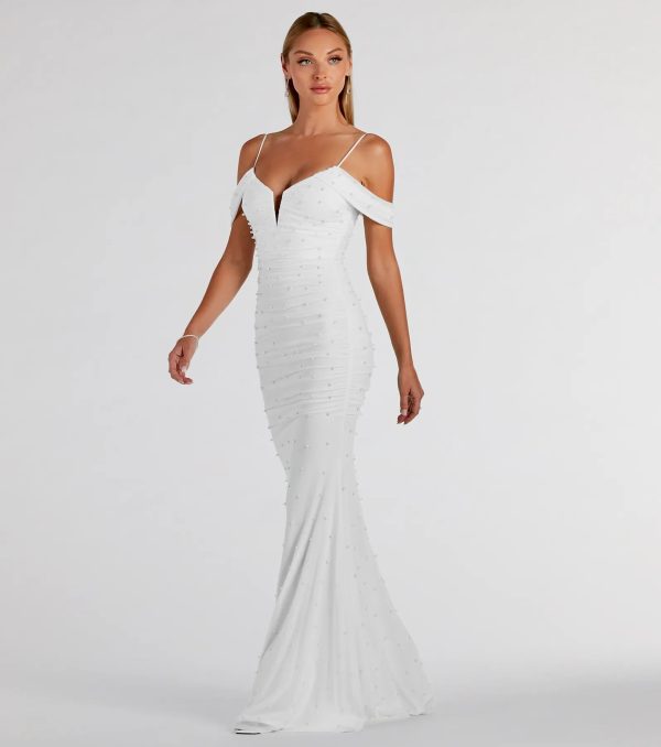 Charlene Formal Faux Pearl Mesh Mermaid Dress - Image 4