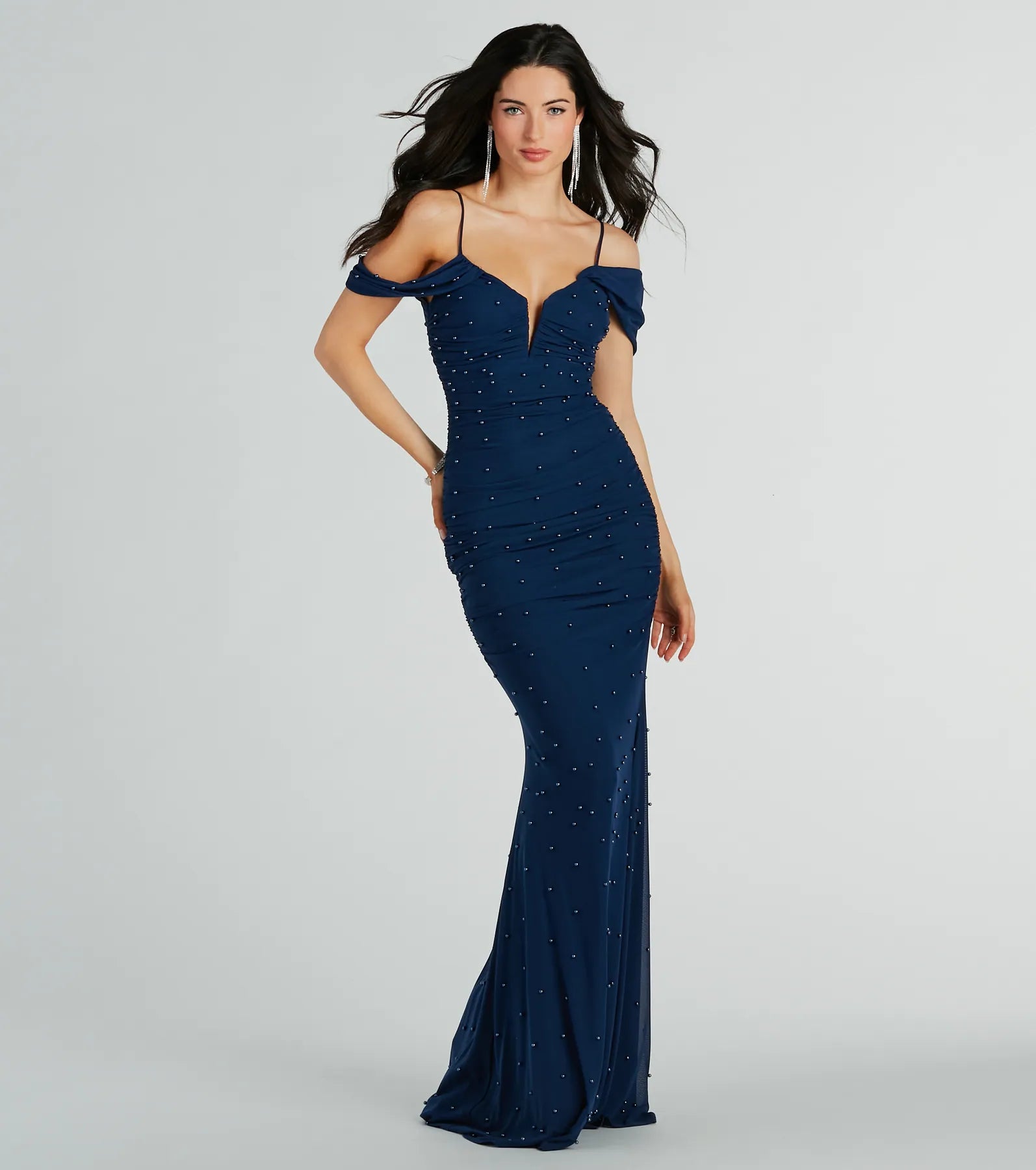 Charlene Formal Faux Pearl Mesh Mermaid Dress - Image 7