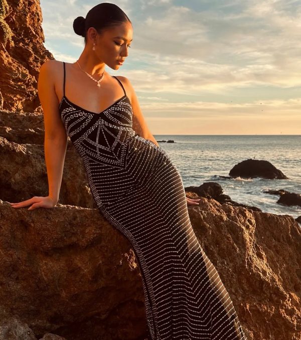 Leni V-Neck Mermaid Rhinestone Formal Dress - Image 6