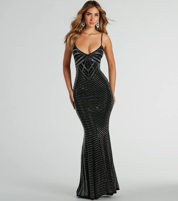 Leni V-Neck Mermaid Rhinestone Formal Dress - Image 9