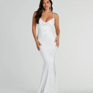 Leni V-Neck Mermaid Rhinestone Formal Dress