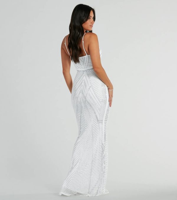 Leni V-Neck Mermaid Rhinestone Formal Dress - Image 2