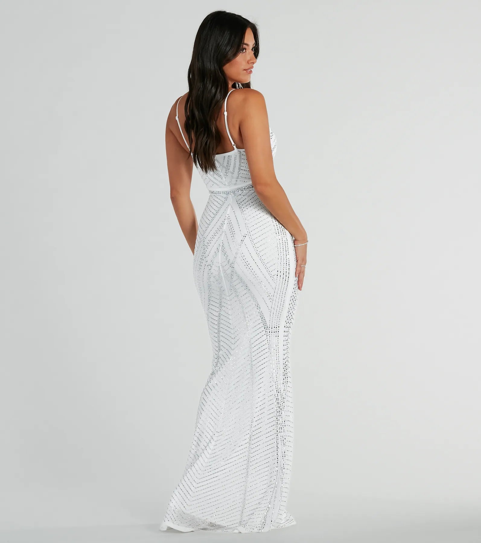 Leni V-Neck Mermaid Rhinestone Formal Dress - Image 2