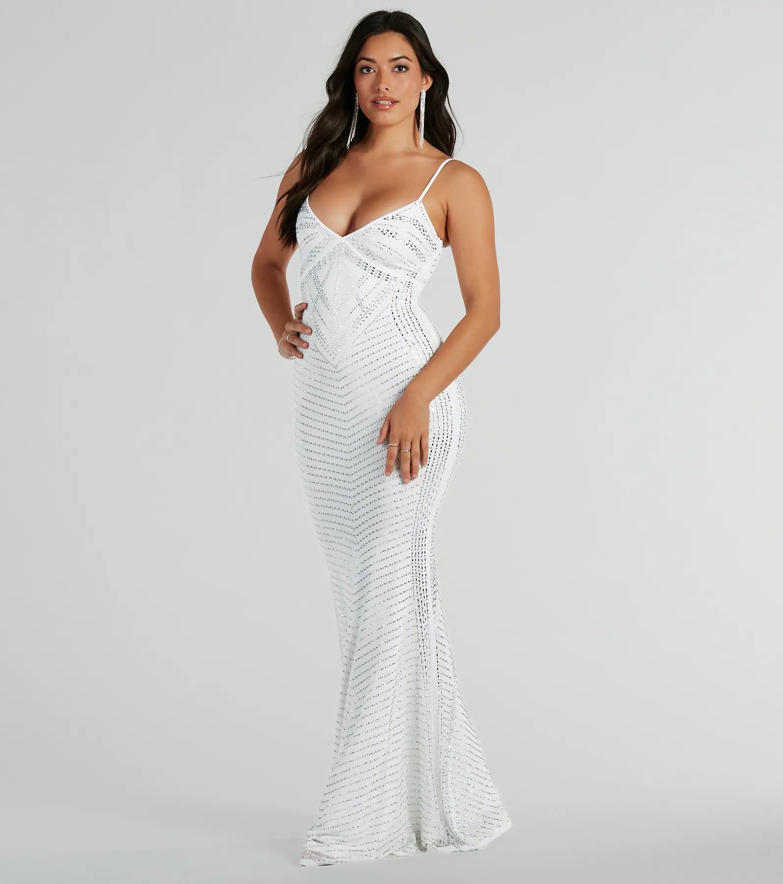 Leni V-Neck Mermaid Rhinestone Formal Dress - Image 4