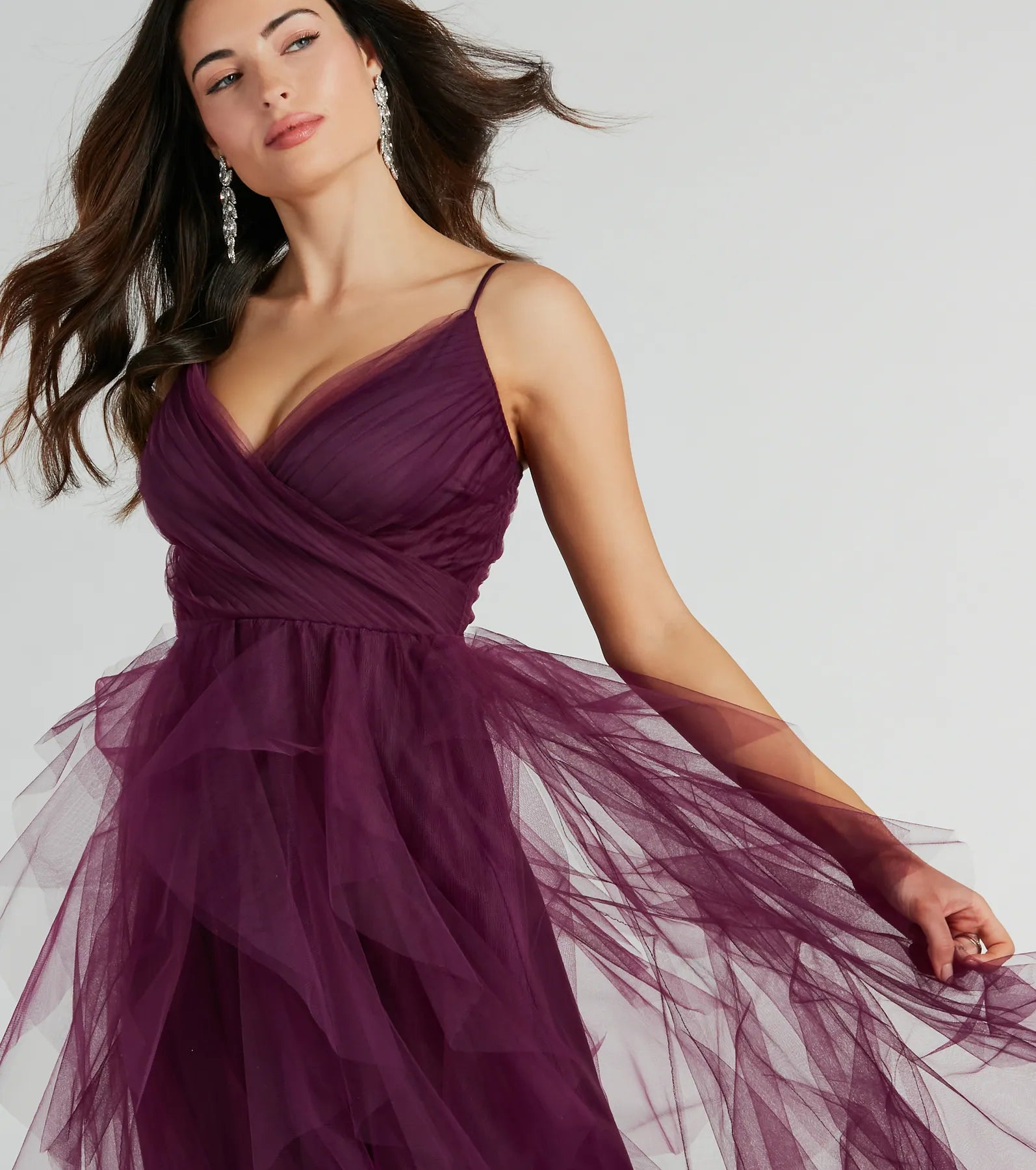 Hadley V-Neck Ruffled A-Line Tulle Formal Dress - Image 4