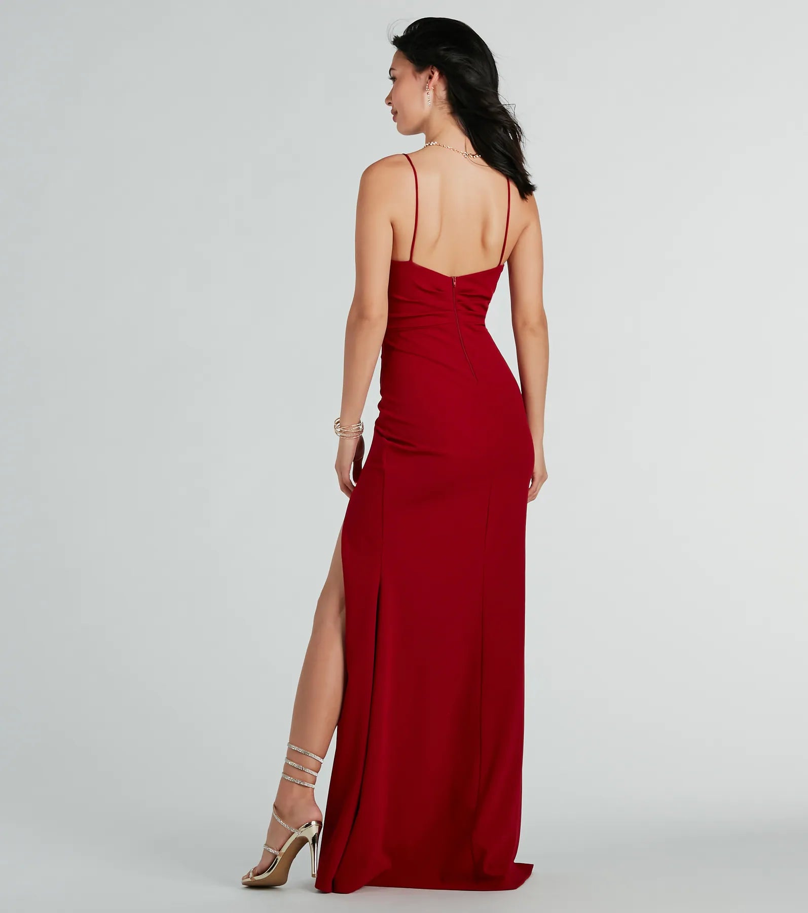 Cadence Formal Crepe Ruched Mermaid Dress - Image 2