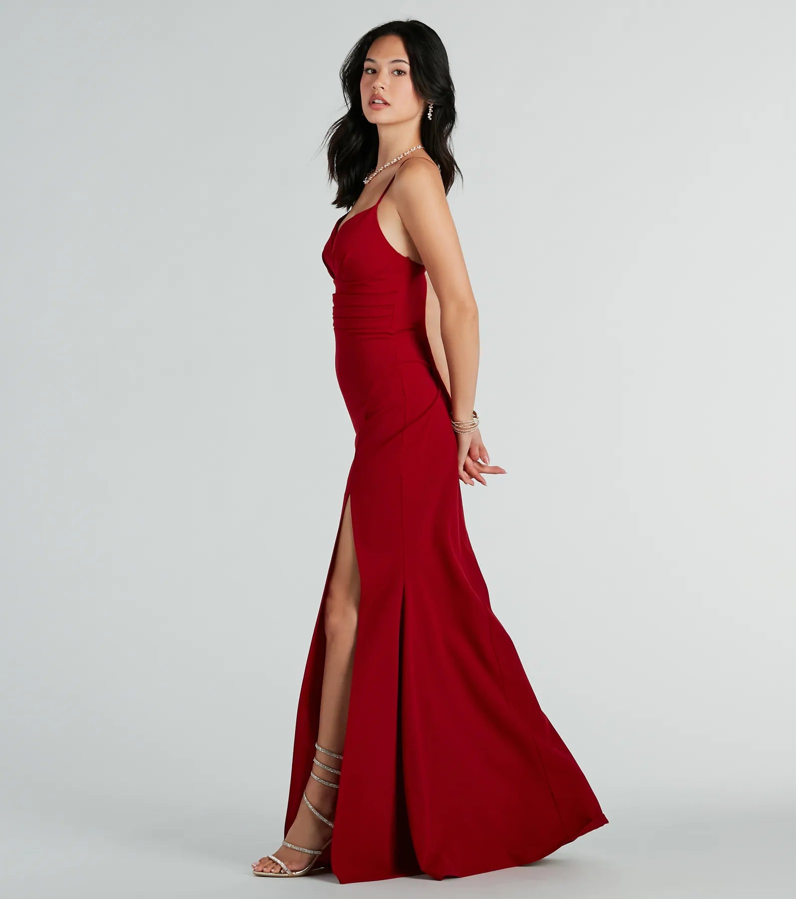 Cadence Formal Crepe Ruched Mermaid Dress - Image 3