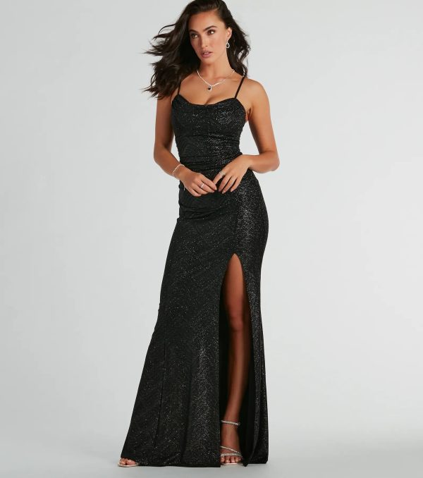 Ashelyn Cowl Neck Glitter Mermaid Formal Dress - Image 10