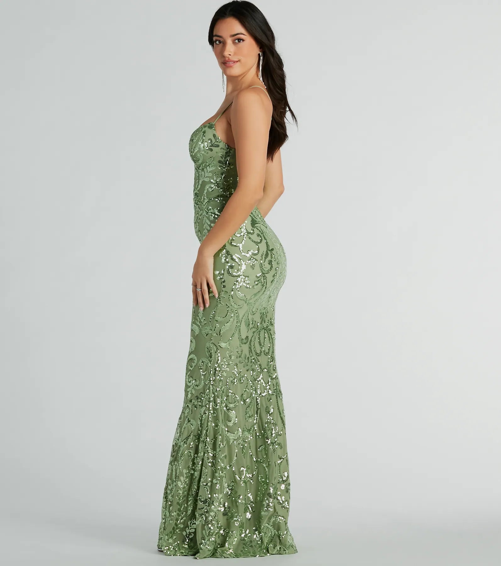 Julissa V-Neck Sequin Mesh Mermaid Dress - Image 6
