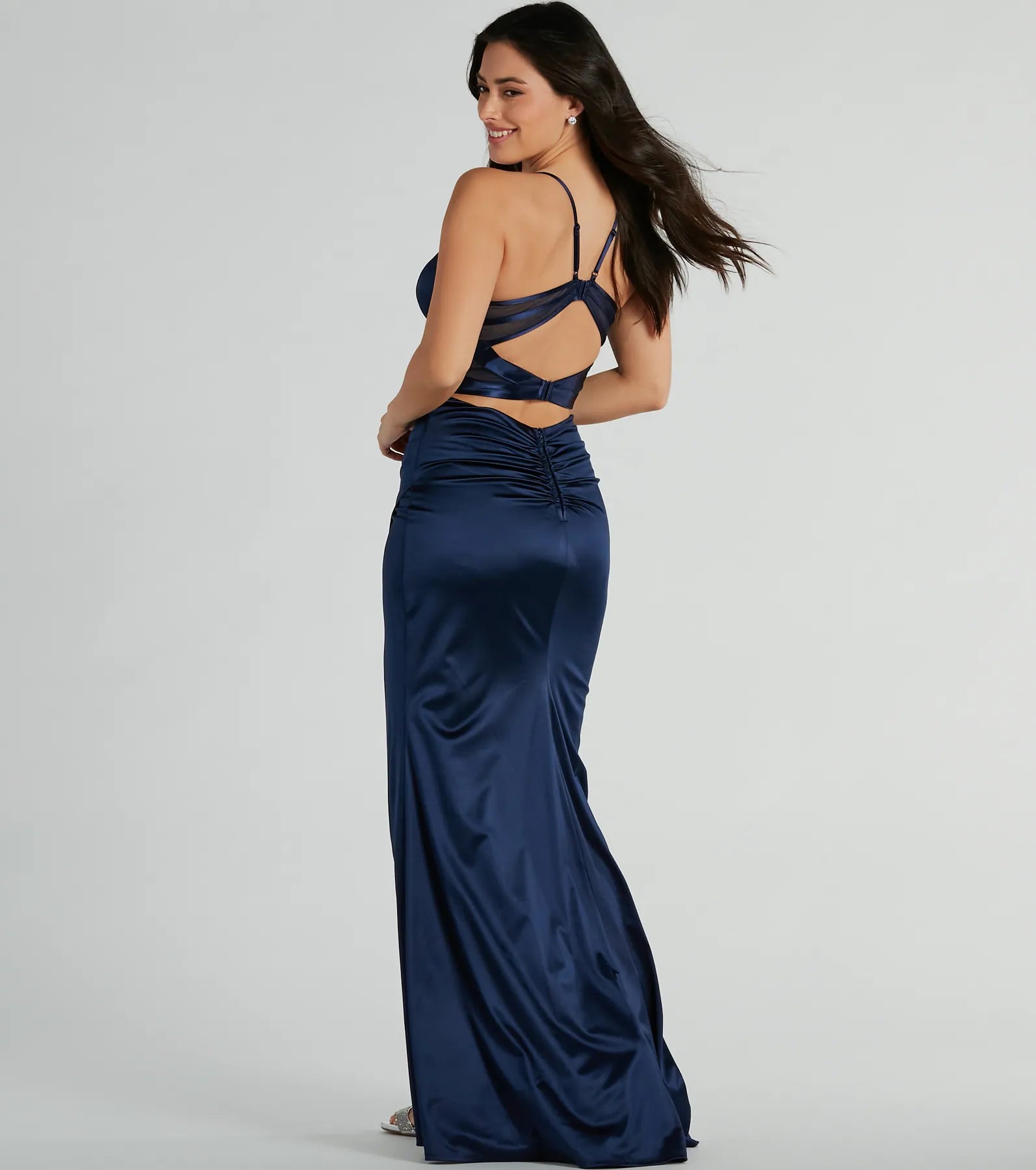 Loraine Sweetheart Wrap Mermaid Satin Formal Dress - Image 2