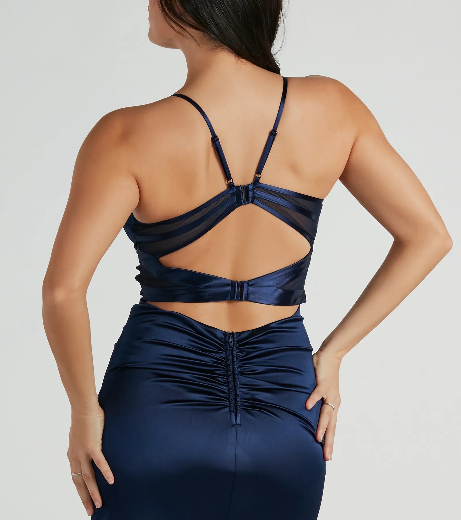 Loraine Sweetheart Wrap Mermaid Satin Formal Dress - Image 3