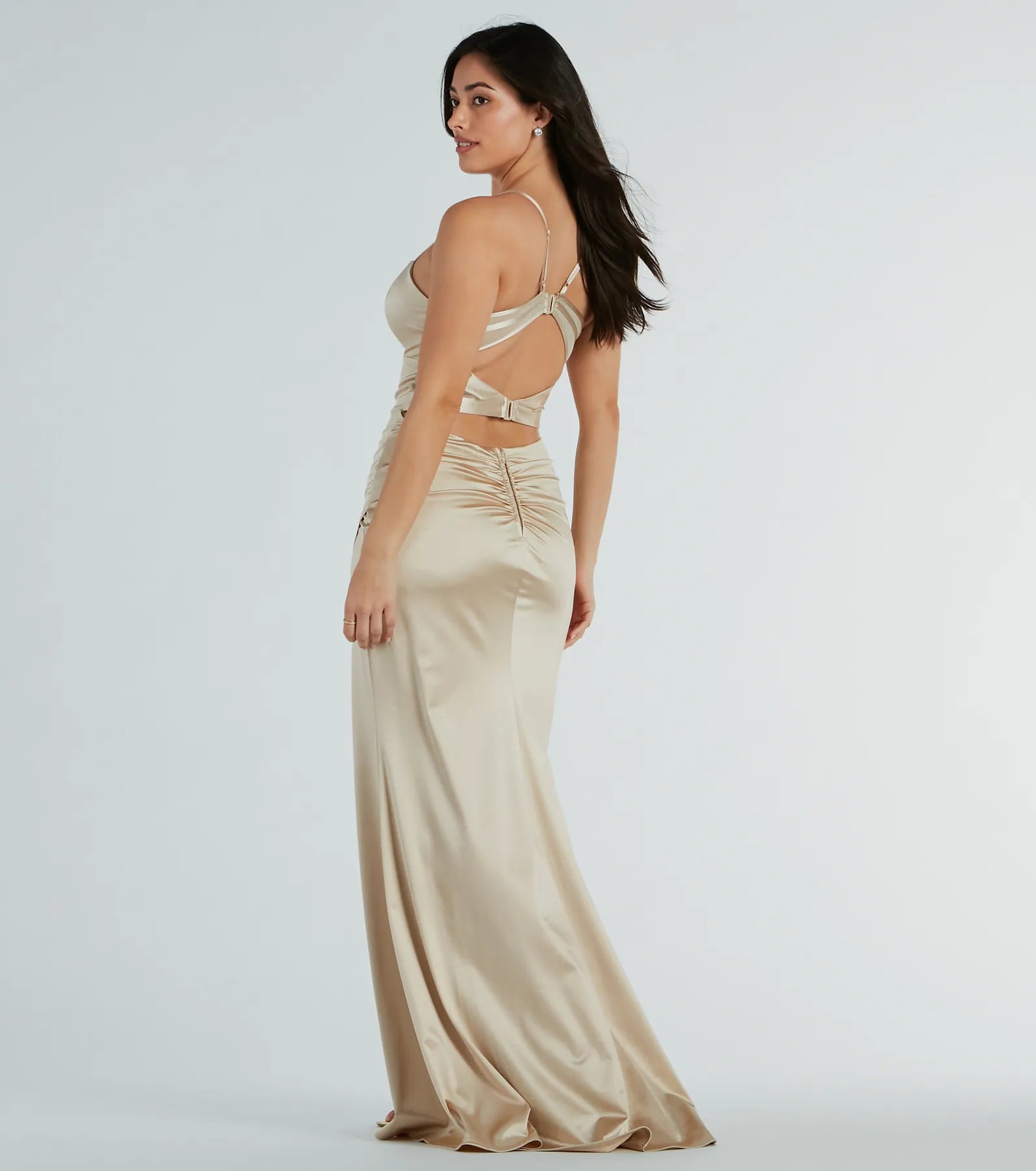 Loraine Sweetheart Wrap Mermaid Satin Formal Dress - Image 8