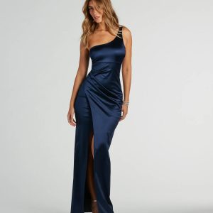 Malinda One-Shoulder Satin Formal Dress