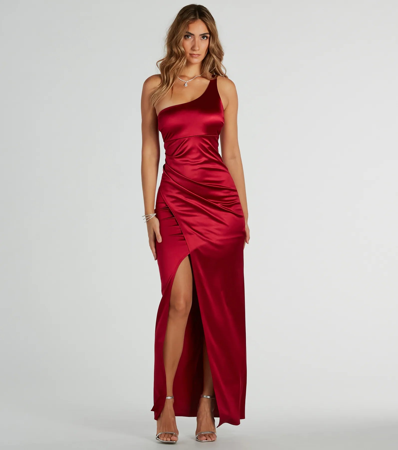 Malinda One-Shoulder Satin Formal Dress - Image 5