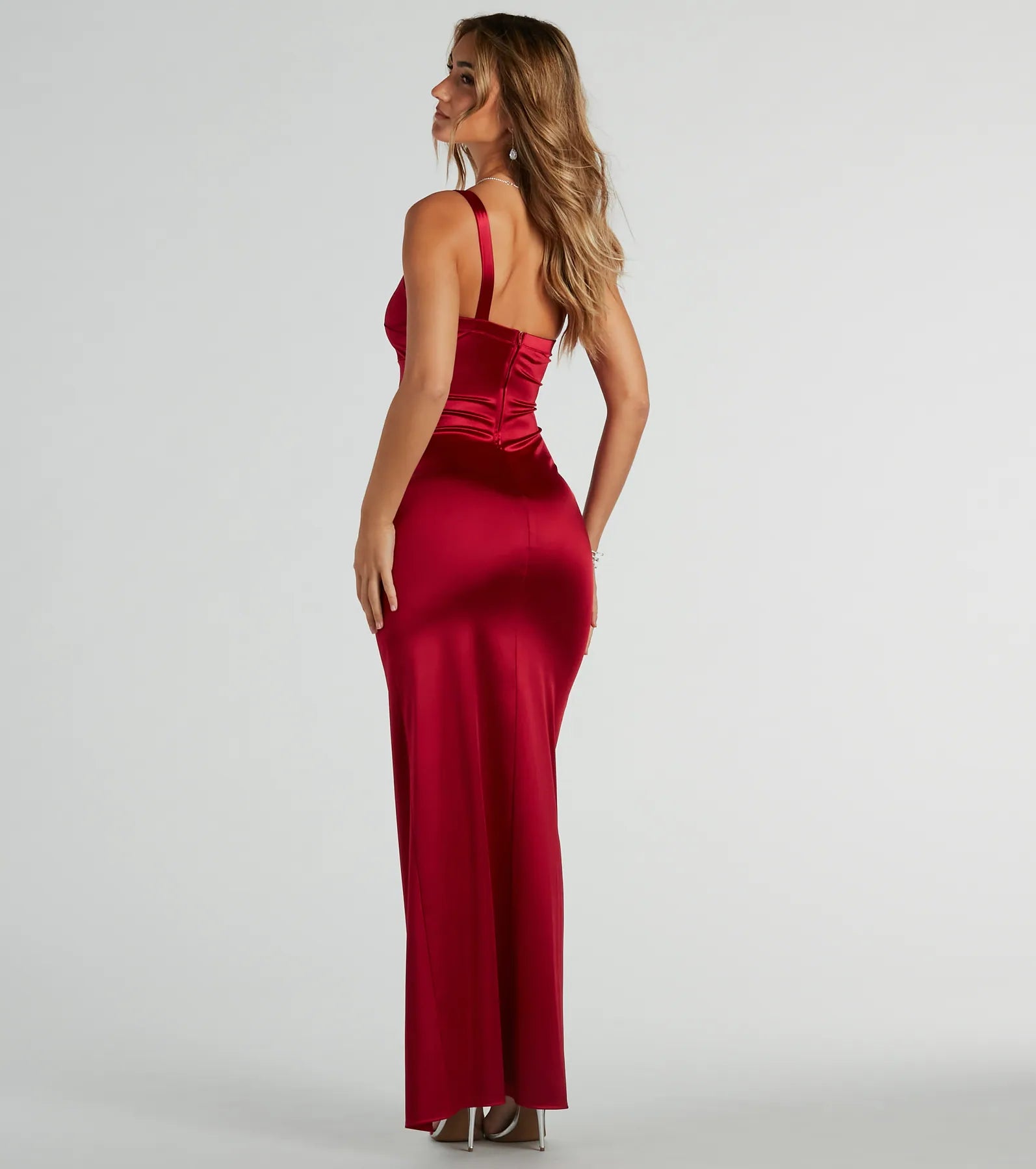 Malinda One-Shoulder Satin Formal Dress - Image 6
