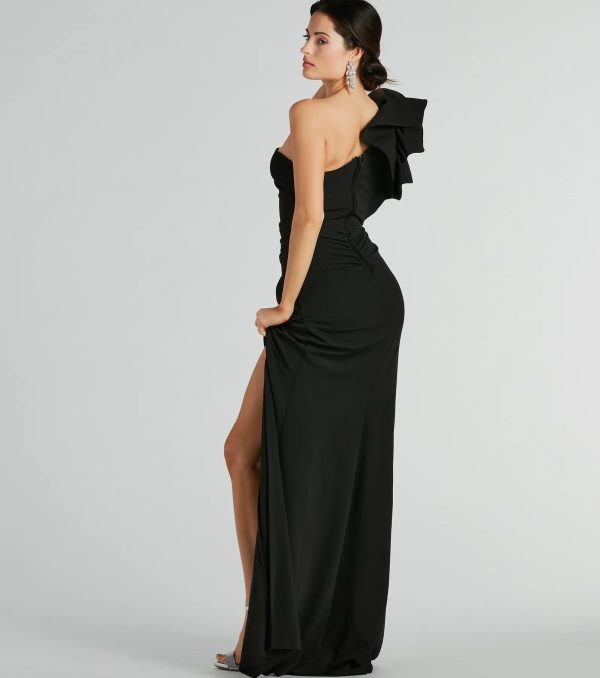 Claudia Ruffled One-Shoulder Crepe Mermaid Dress - Image 2