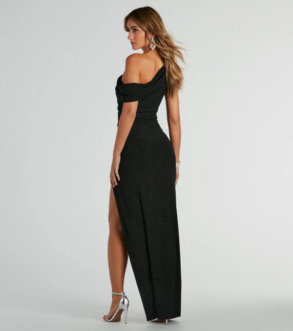 Maxine One-Shoulder Slim Glitter Formal Dress - Image 2