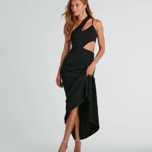 Katy V-Neck Cutout Mermaid Crepe Formal Dress