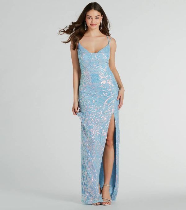 Phoebe Formal Sequin Cowl Neck Long Dress - Image 5