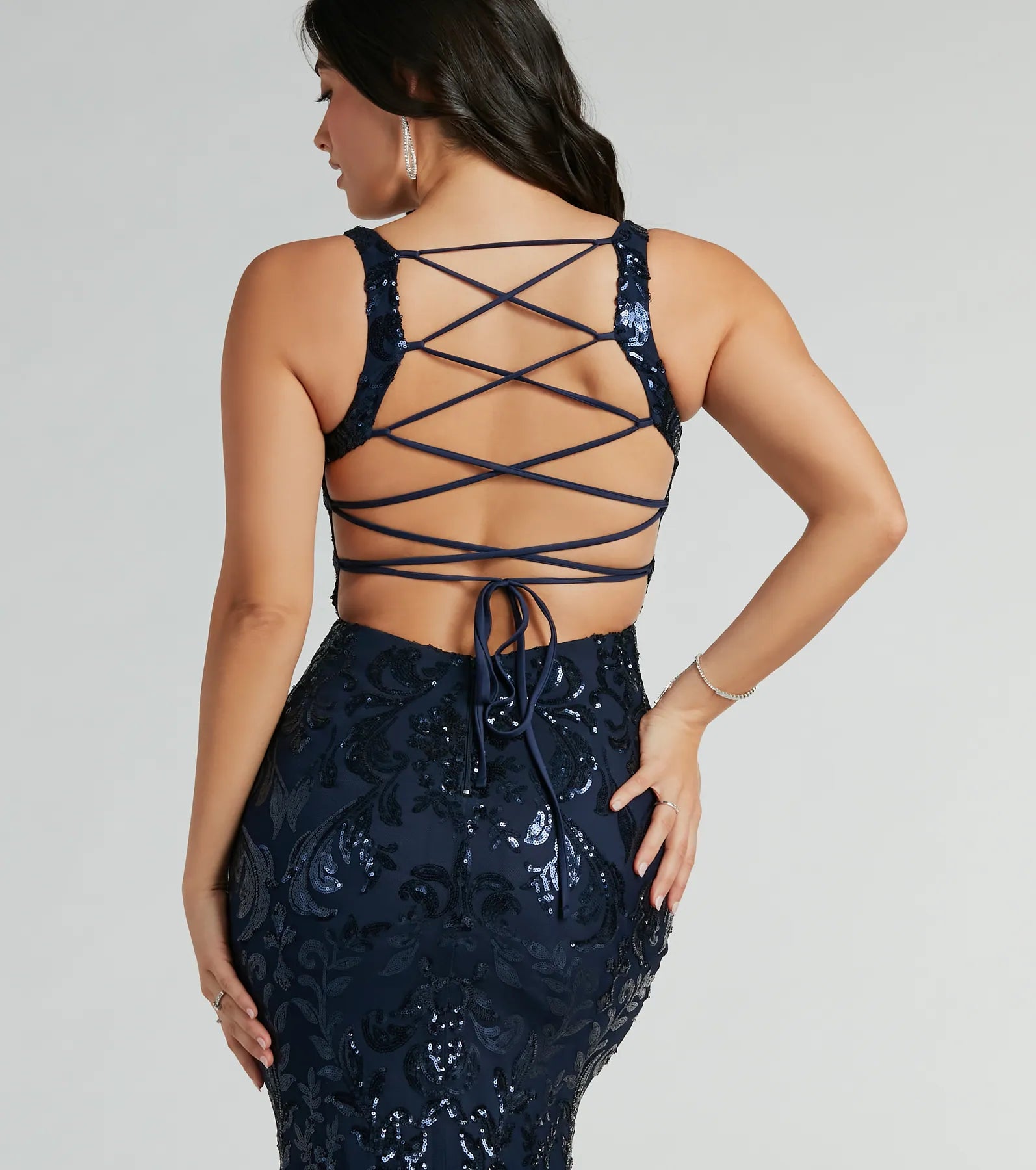 Moira Lace-Up Sequin Formal Dress - Image 3