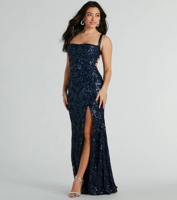 Moira Lace-Up Sequin Formal Dress - Image 4