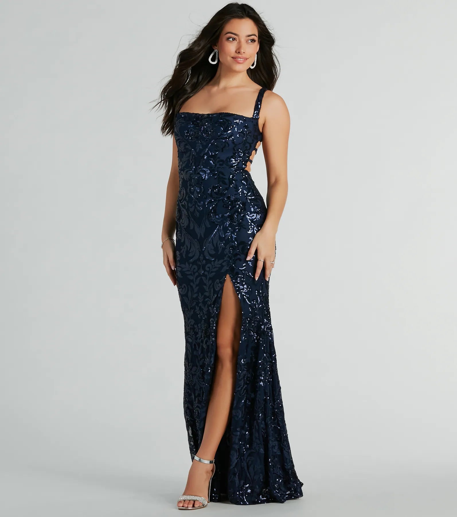 Moira Lace-Up Sequin Formal Dress - Image 4