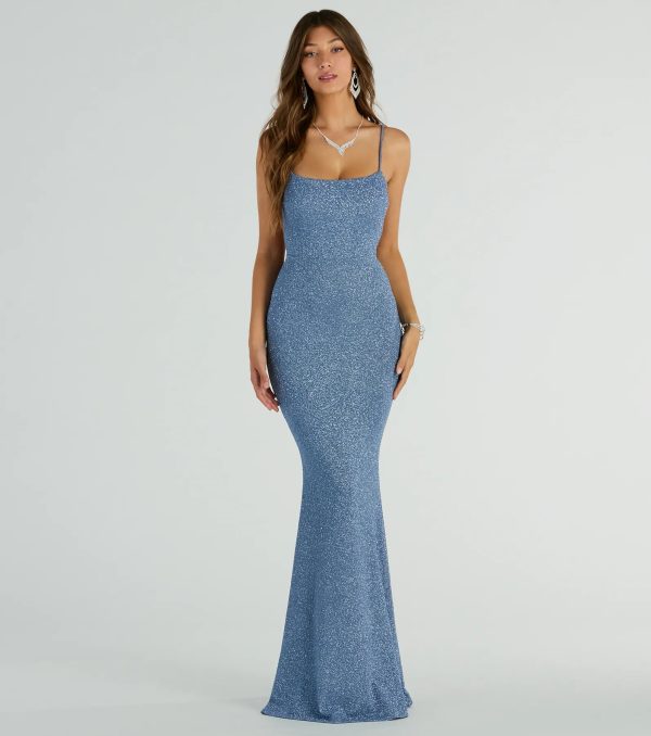 Gwendolyn Glitter Knit Bow-Back Mermaid Dress - Image 10