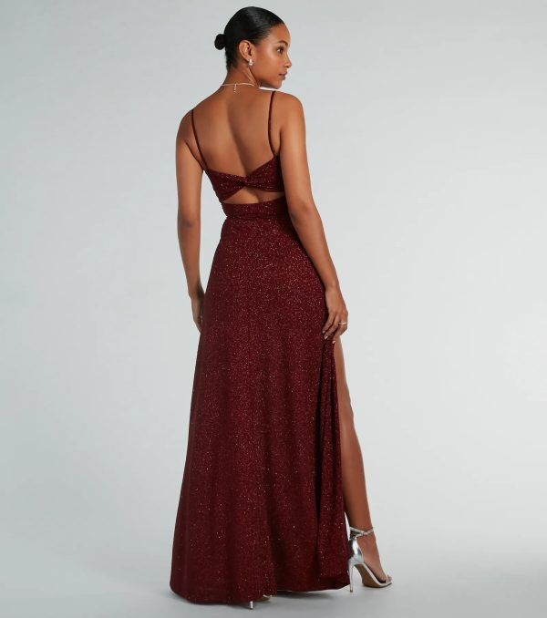 Elizabeth Cutout A-Line Slit Glitter Formal Dress - Image 2