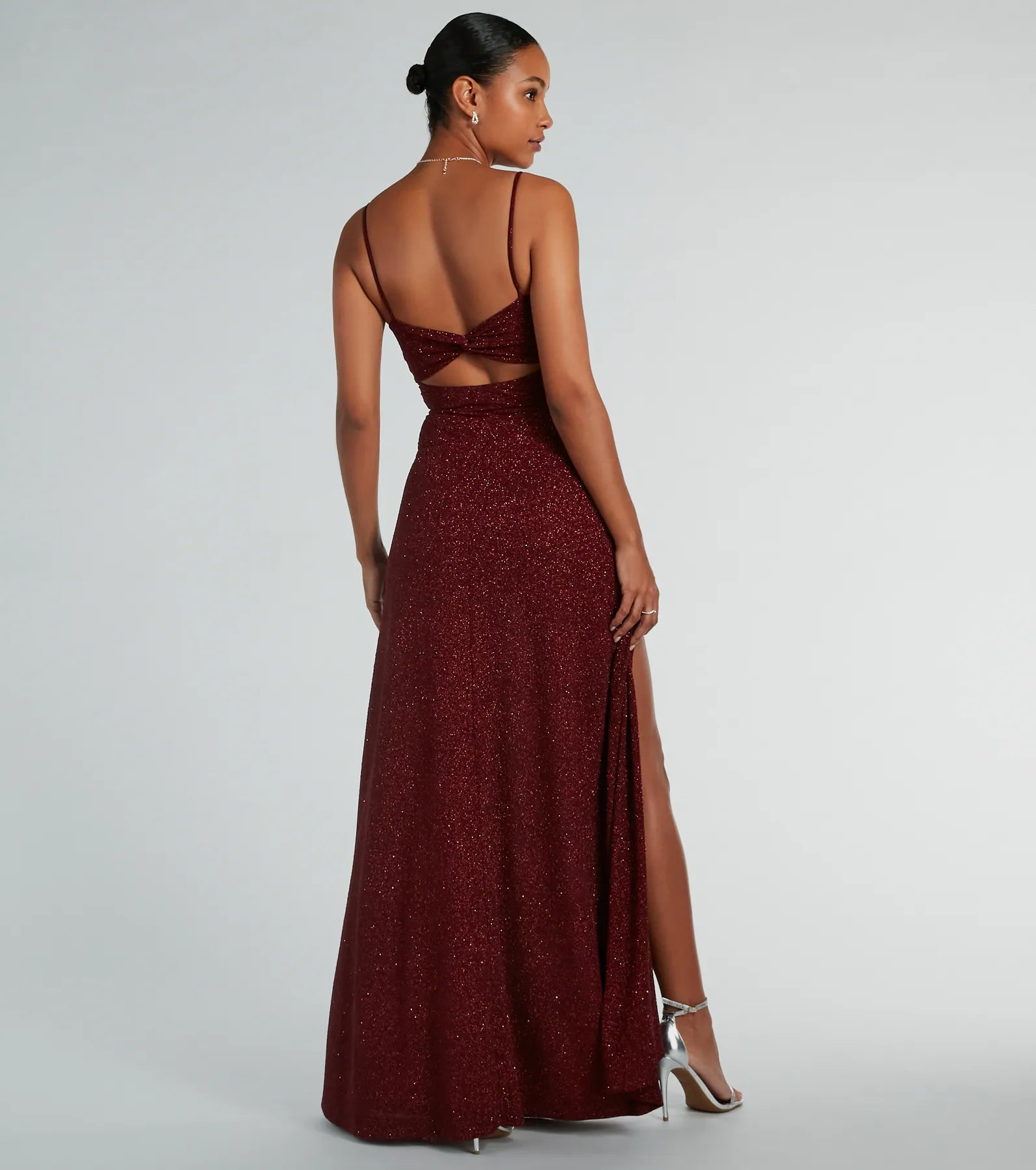 Elizabeth Cutout A-Line Slit Glitter Formal Dress - Image 2
