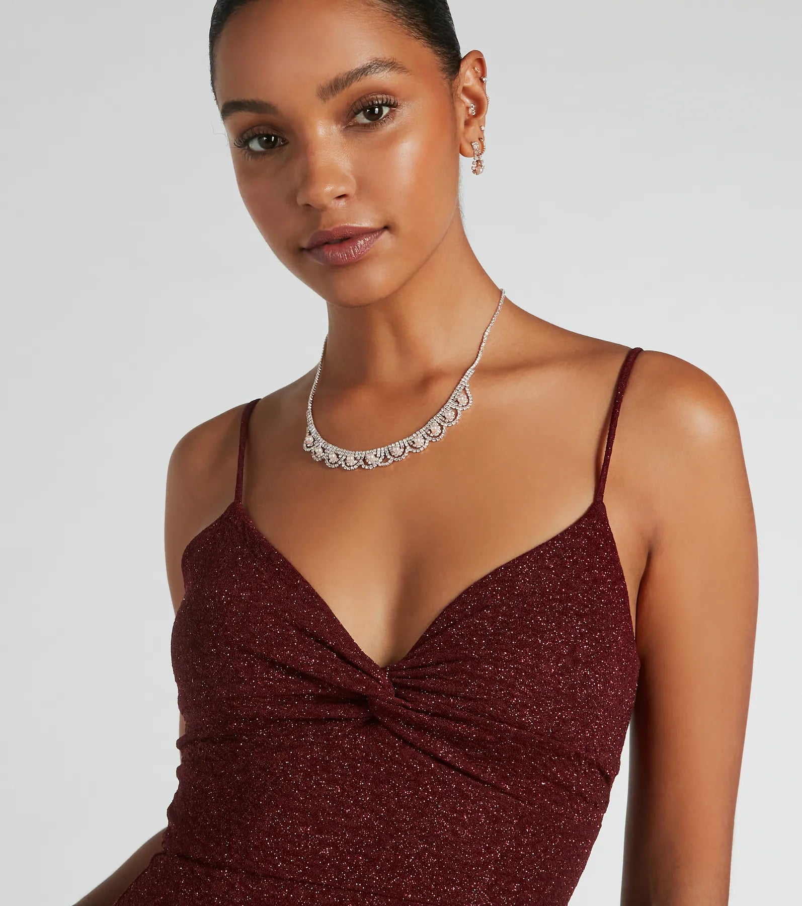 Elizabeth Cutout A-Line Slit Glitter Formal Dress - Image 3