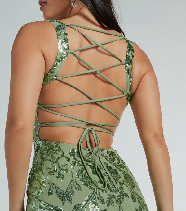 Moira Lace-Up Sequin Formal Dress - Image 7