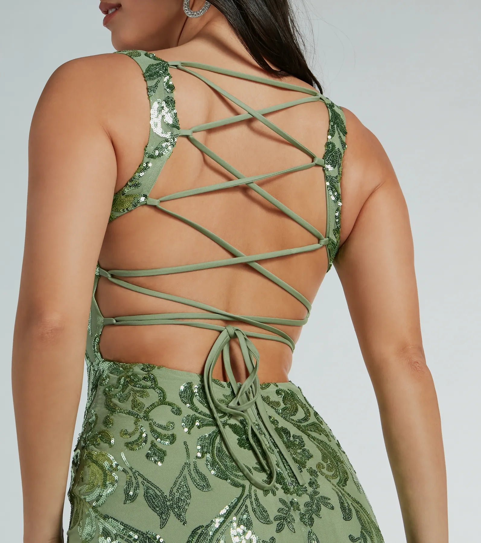 Moira Lace-Up Sequin Formal Dress - Image 7