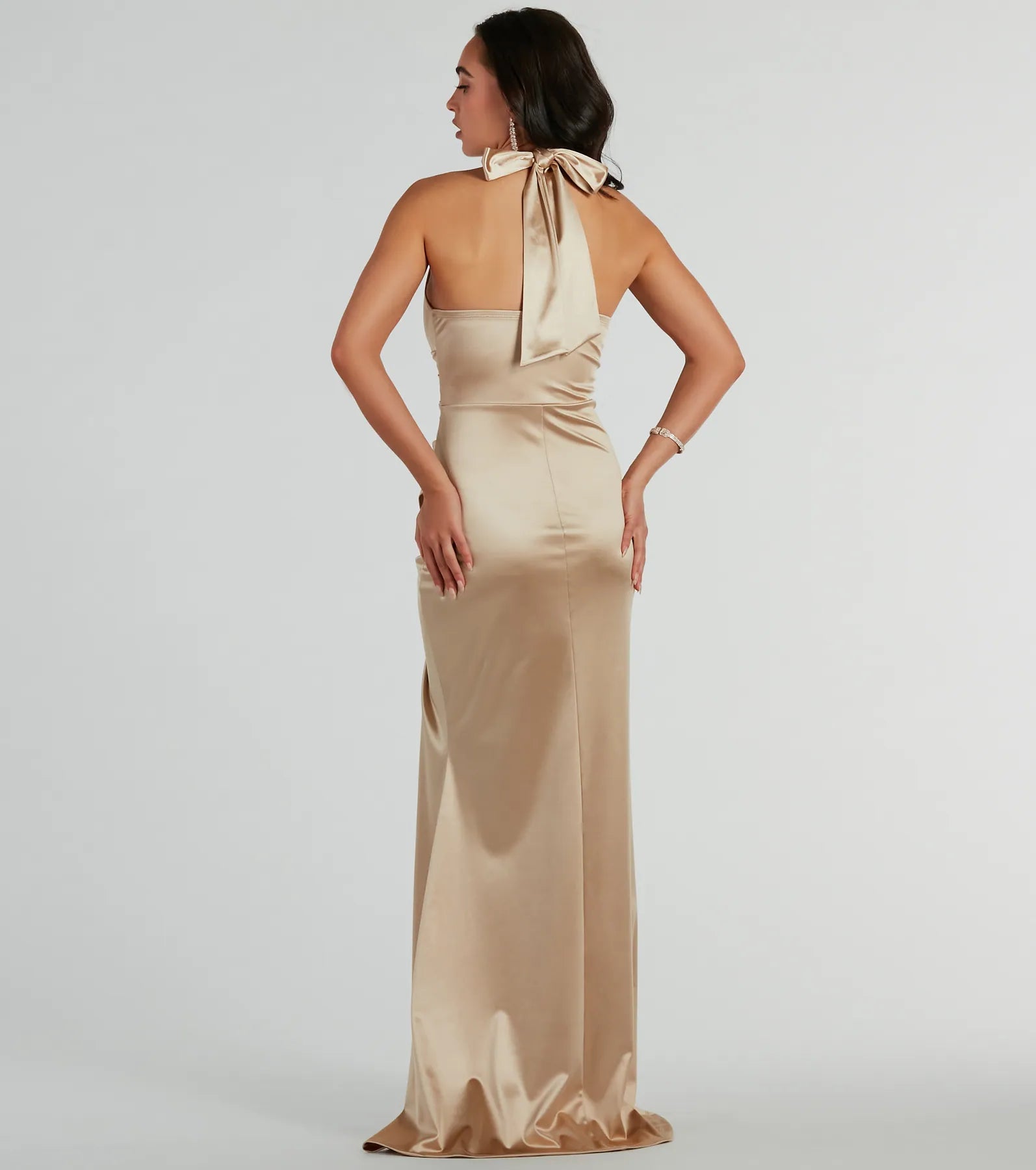 Kourtney Halter Mermaid Satin Formal Dress - Image 6