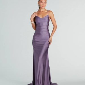 Whitley Formal Ruched Long Mermaid Dress