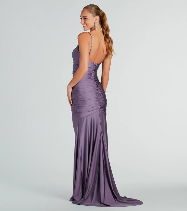 Whitley Formal Ruched Long Mermaid Dress - Image 2