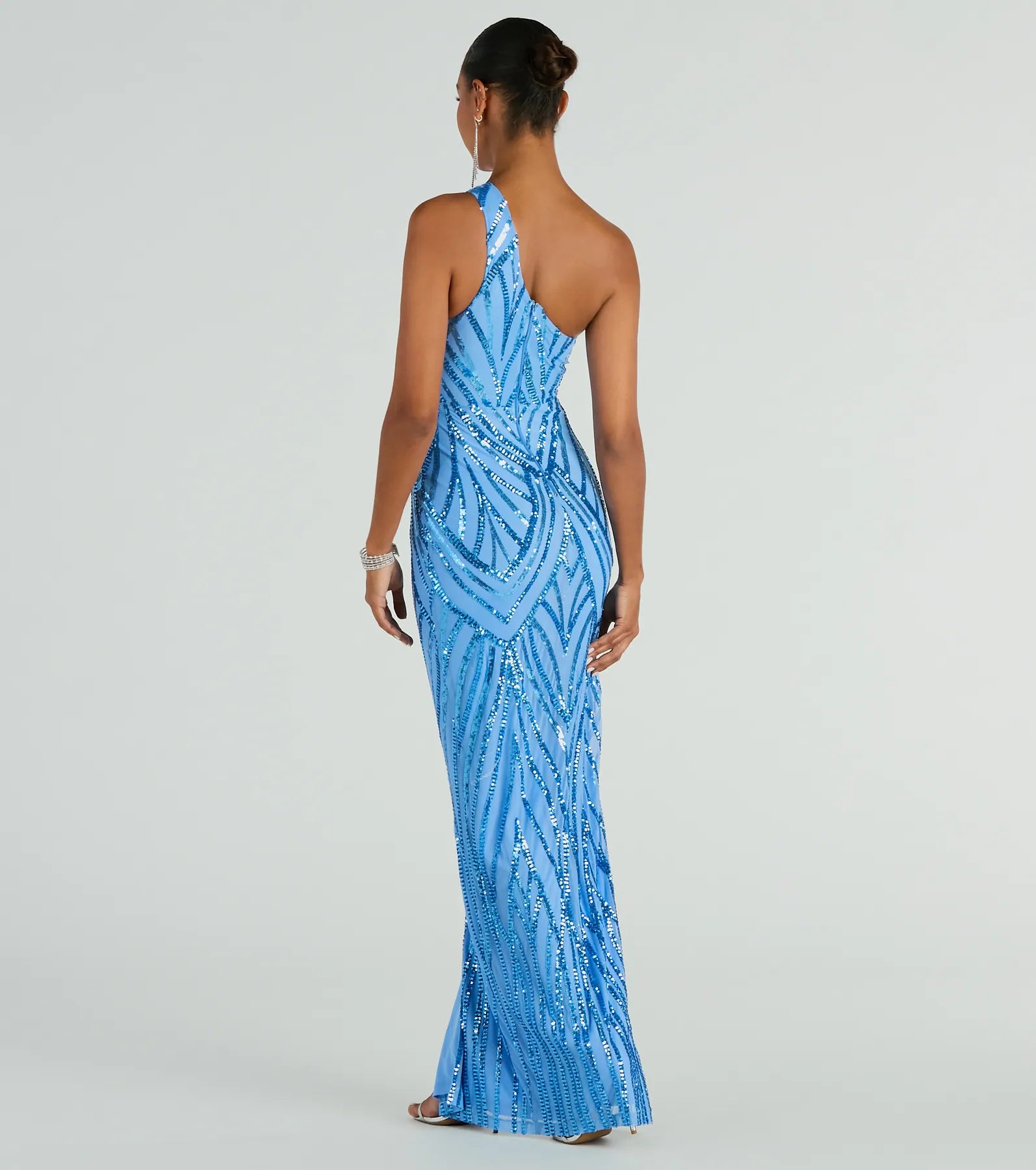 Stacey One-Shoulder Cutout Slim Sequin Formal Dress - Image 2