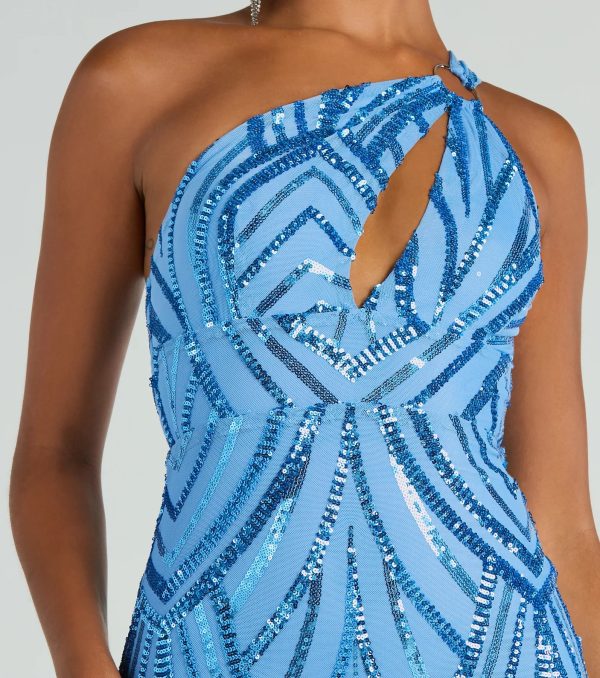 Stacey One-Shoulder Cutout Slim Sequin Formal Dress - Image 3