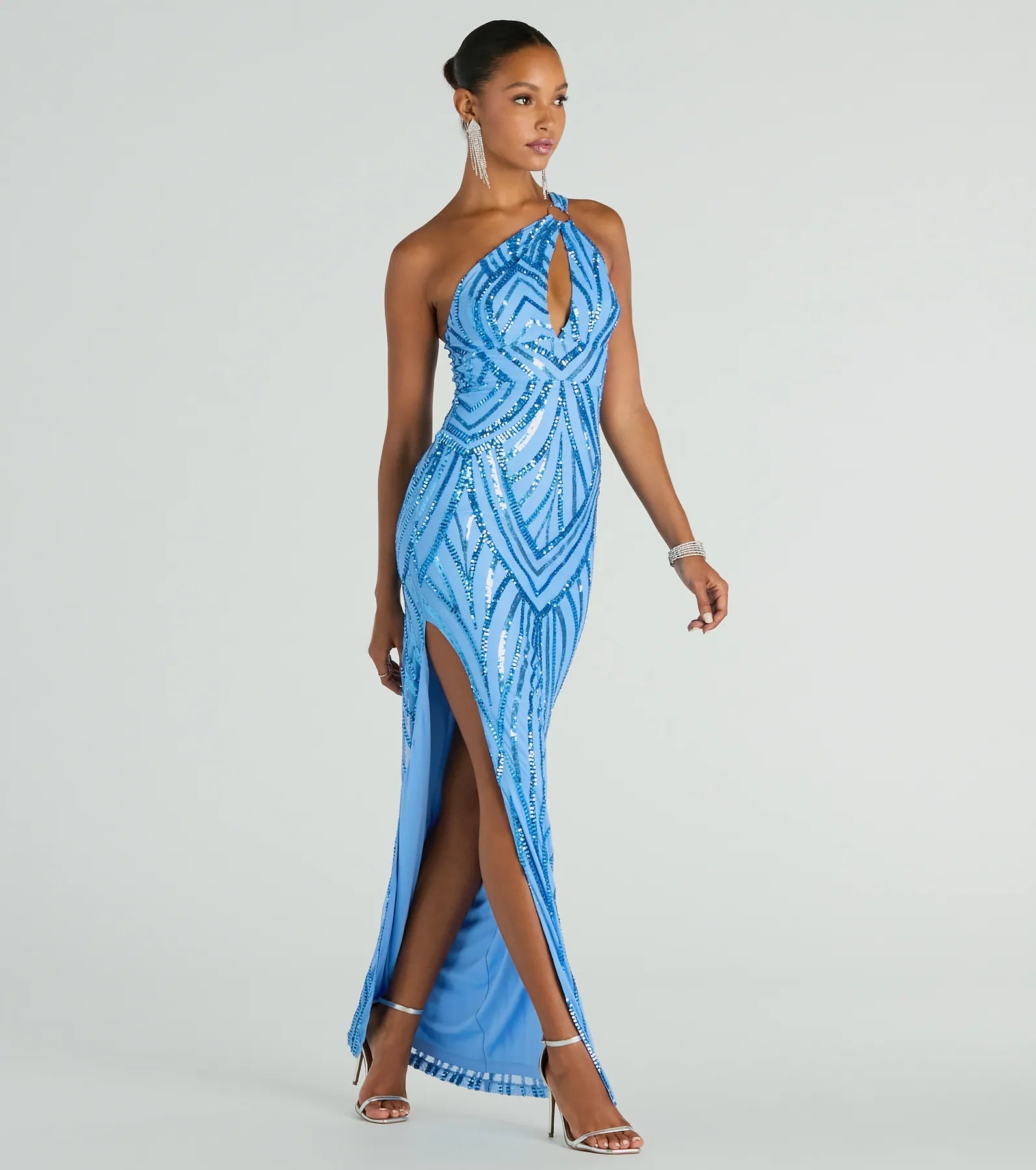Stacey One-Shoulder Cutout Slim Sequin Formal Dress - Image 4