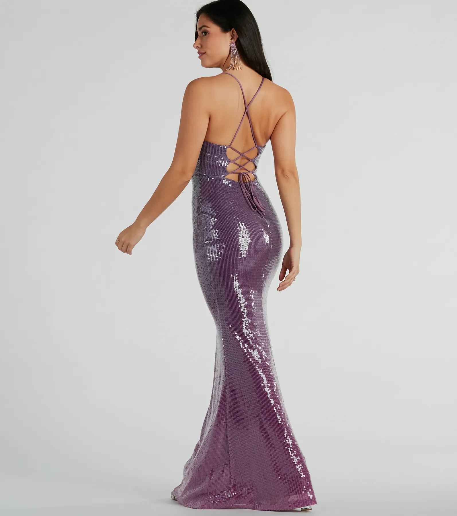 Alaia Lace-Up Mermaid Ombre Sequin Formal Dress - Image 2
