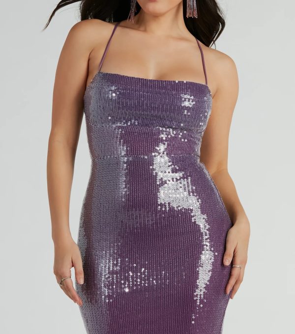 Alaia Lace-Up Mermaid Ombre Sequin Formal Dress - Image 4