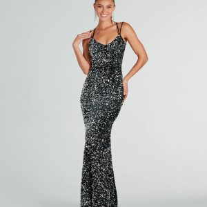 Kiara Formal Sequin Velvet Mermaid Dress