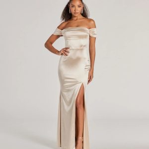 Laura Off-The-Shoulder Mermaid Satin Formal Dress