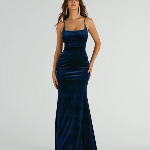 Reagan Strappy Mermaid Glitter Velvet Formal Dress