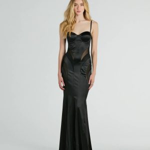 Kaya Bustier Mesh Satin Mermaid Formal Dress