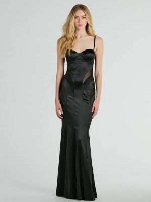 Kaya Bustier Mesh Satin Mermaid Formal Dress