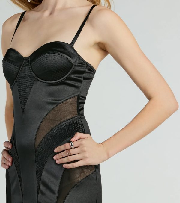 Kaya Bustier Mesh Satin Mermaid Formal Dress - Image 3