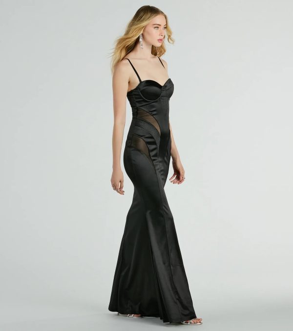 Kaya Bustier Mesh Satin Mermaid Formal Dress - Image 4